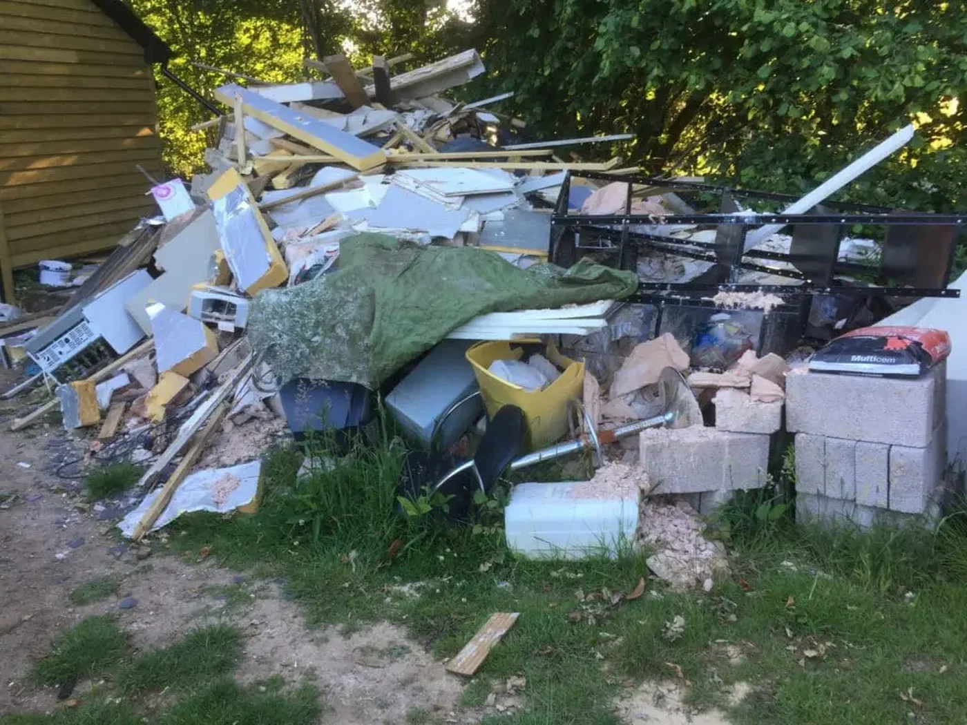 Pile of mixed waste and debris cleared from a property